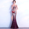 Rose Gold Sequined Long Slim Fit Fashion Host Gown