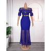 Royal Blue Heavy Embroidered Hot Diamond Beads Gown