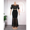 Royal Blue Heavy Embroidered Hot Diamond Beads Gown