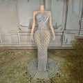 Silver Beaded Sexy Elegant Fishtail Gown