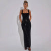 Silver Strap Sequins Net Drill Suspenders Gown