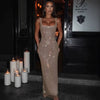 Silver Strap Sequins Net Drill Suspenders Gown