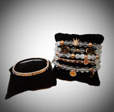 Stacked "Rose" Clear Quartz Crown bracelet set - treasures-4-u-2-day