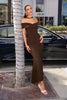 Astee T503 Off the Shoulder Halter Strap Fitted Stretch Dress