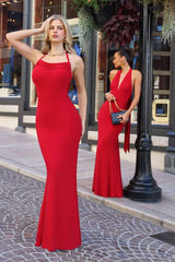 Astee T506 Multi-Way Adjustable Neckline Fitted Stretch Formal Dress