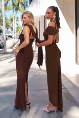 Astee T507 Sophisticated High Neckline Fitted Stretch Evening Dress