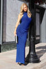 Astee T507 Sophisticated High Neckline Fitted Stretch Evening Dress