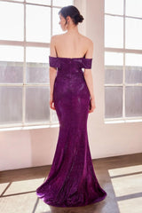 Ladivine Amoris T603 Off Shoulder Classic Modest Fitted Prom Gown