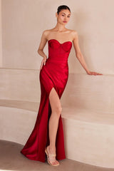 Ladivine Amoris T708 Strapless Fitted Satin Prom Gown