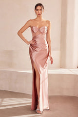 Ladivine Amoris T708 Strapless Fitted Satin Prom Gown