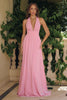 Amoris T715 Halter Neck Chiffon A-Line Gown
