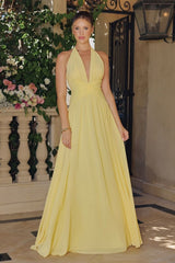 Amoris T715 Halter Neck Chiffon A-Line Gown