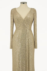 Ladivine Amoris T801 Long Sleeve Sheath Sequin Evening Gown