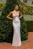 Amoris T815W Fitted Sultry Stretch Satin Bustier Bodice Off White Dress