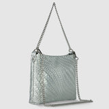 Italian Genuine Grid Metallic Suede Crossbody Bag 101315 - treasures-4-u-2-day