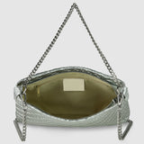 Italian Genuine Grid Metallic Suede Crossbody Bag 101315 - treasures-4-u-2-day
