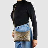 Italian Genuine Grid Metallic Suede Crossbody Bag 101315 - treasures-4-u-2-day