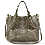 Grid Metallic Suede Leather Top-Handle Bag - treasures-4-u-2-day