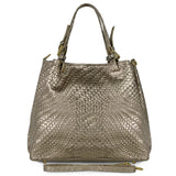 Grid Metallic Suede Leather Top-Handle Bag - treasures-4-u-2-day