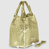Grid Metallic Suede Leather Top-Handle Bag - treasures-4-u-2-day
