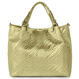 Grid Metallic Suede Leather Top-Handle Bag - treasures-4-u-2-day