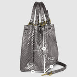 Grid Metallic Suede Leather Top-Handle Bag - treasures-4-u-2-day