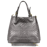 Grid Metallic Suede Leather Top-Handle Bag - treasures-4-u-2-day