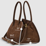 Suede Leather Top-Handle Bag - treasures-4-u-2-day