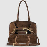 Suede Leather Top-Handle Bag - treasures-4-u-2-day