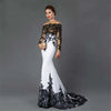 White Embroidered Lace Maxi Fishtail Slim Tail Gown