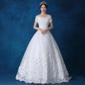 Wholesale Lace Beaded Off-the-Shoulder Wedding Gown