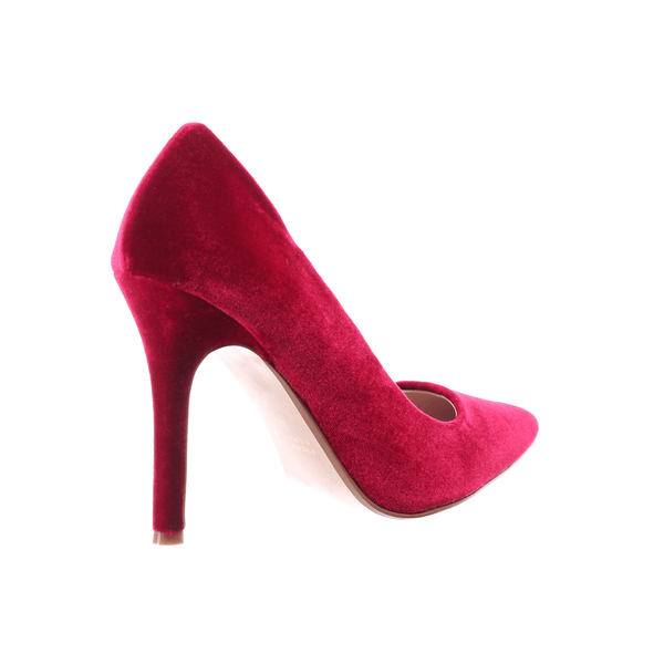 Pointed Toe Velvet High Heel (Red)
