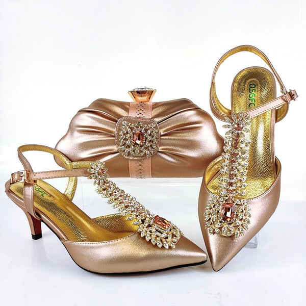 2021 Latest Noble Elegant Fashionable Special Style Ladies Shoes Multi-Color Bag Set for Party and Wedding