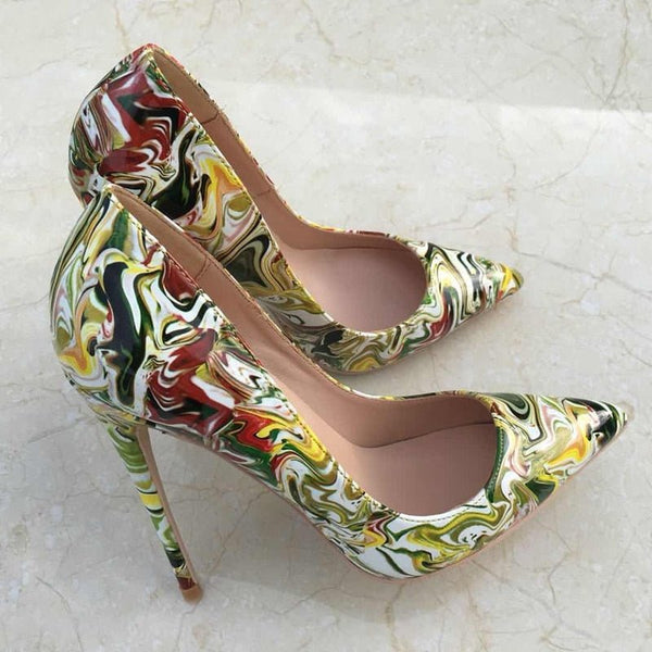2020 Mixed Colors High Heeled Lady Pumps Size 34-43 Woman Shoes Party Shoes Slip-On Rainbow Women Pumps Wedding Shoes