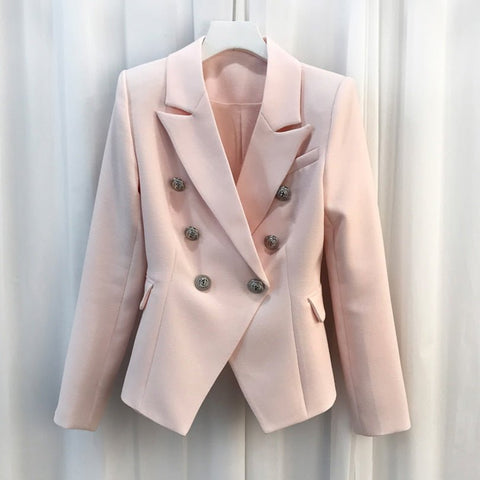 HIGH QUALITY New Fashion 2023 Baroque Designer Blazer Jacket Women's Silver Lion Buttons Double Breasted Blazer OuterwearBy O'ZACKET