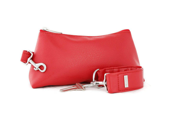 Perfect Red SIGNATURE 2-Piece KEYPIT Set • Wristlet/signature KEYPER® Keyring Bracelet With Your Choice Of One IT BAG • Pouch Of The Three Matching Bags Luxe Mini OR Clear
