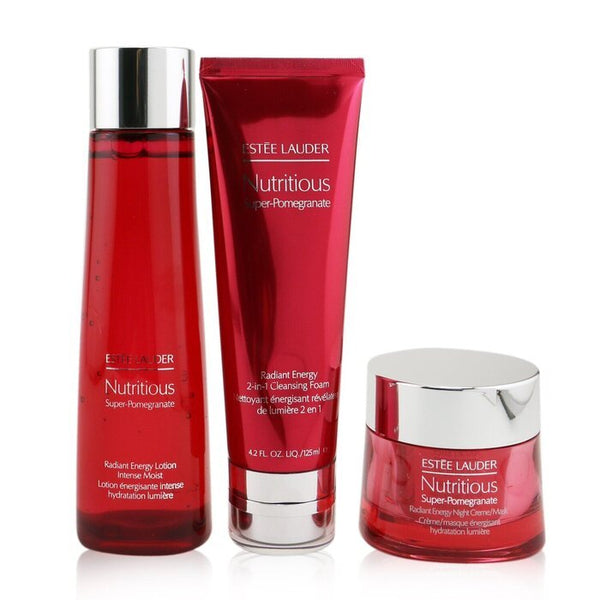 ESTEE LAUDER - Nutritious Super-Pomegranate Overnight Radiance Collection: Cleansing Foam 125ml+Lotion Intense Moist 200ml+Night
