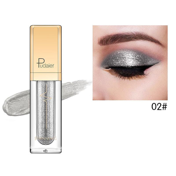 Pudaier Glitter & Glow Liquid Shimmering Pastel Shades Eyeshadow - Color # 02 Silver By Savoy Active