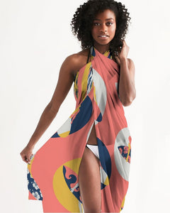 Find Your Coast Lightweight & Elegant Surfer Girl Swimwear Bikini Cover Up (Colorful Brilliant Surfer Abstract Print)