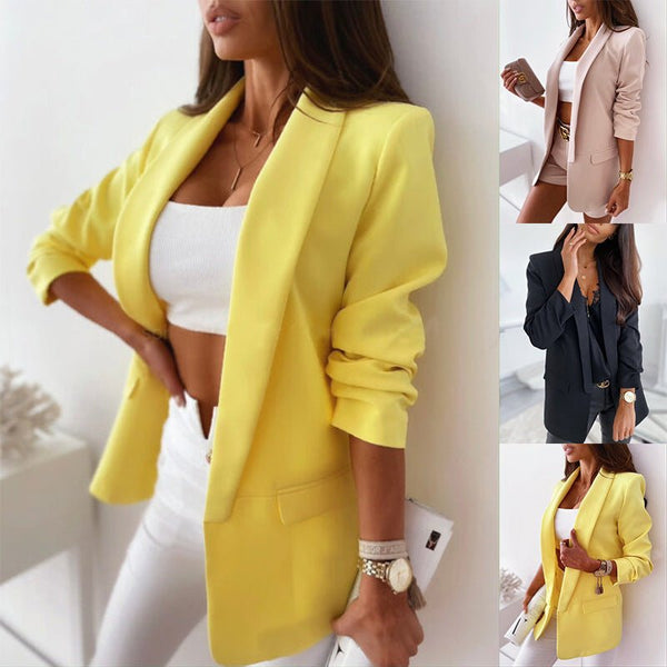 Our Best Women's Regular Fit Office Wear Casual 3/4 Sleeve Blazers Jacket Open Front Long Sleeve Office Ladies Jackets Women's Fashion Blazers