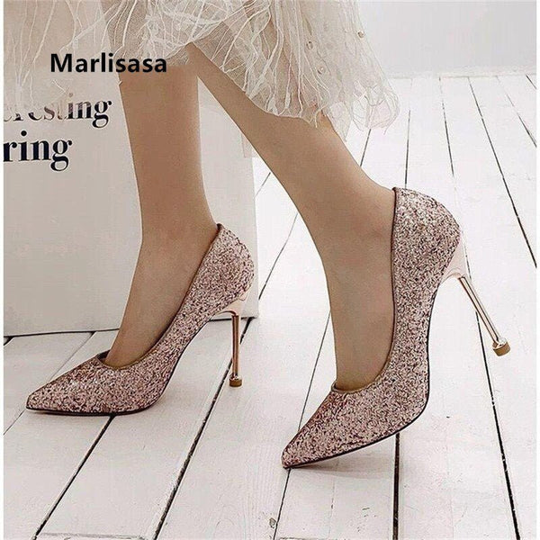 Marlisasa Sapato Feminino Bridal Sexy Wedding Party Silver High Heel Stiletto Ladies Casual Golden High Heel Shoes H5526