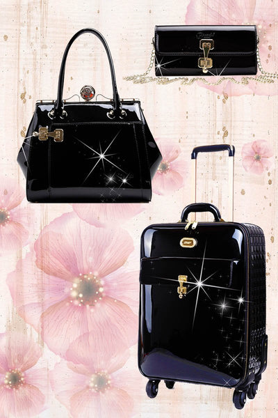 Brangio Authentic Name Brand Italian Design "Euro Moda" 3pc Set / Handbag, Wallet, Carry-on, Lightweight Luggage Set
