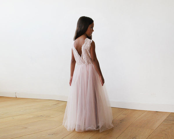Blush Fashion Tulle and Lace Sleeveless Pink Flower Girl Young Ladies Girls Gown #5046