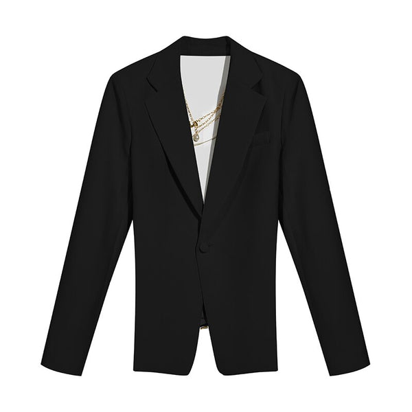 VGH Asymmetric Blazer Women's Notched Collar Long Sleeve Backless Sequined Chains Designer Coats Female 2022 New Wave Designer Fashion Plus Blazers