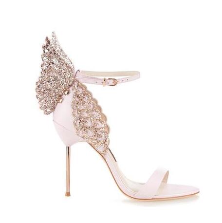 Angel Wings Gladiator Sandals Women's Pink Glitter Gloria Gold Wings Sandals Summer Pumps Ankle Strap Wedding Zapatos