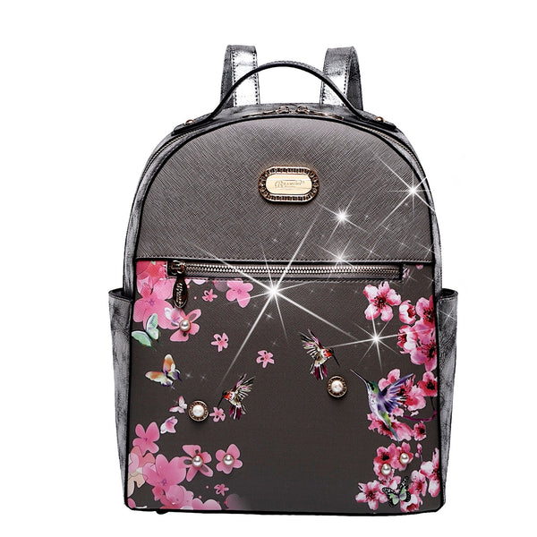 Hummingbird Bloom Crystal Laced Scratch & Stain Resistant Backpack