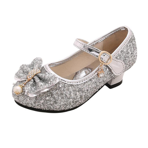Childrens Leather Shoes Little Girls Wedding Dress Shoes Children Elsa Princess Bowtie Dance Shoes for Girls Casual Shoes Flat Sandals