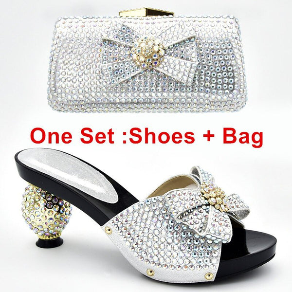 New Arrival  Italian Shoe and Bag Set for Party in Women Luxury Shoes Women Designers Nigerian Women Party Pumps With Purse