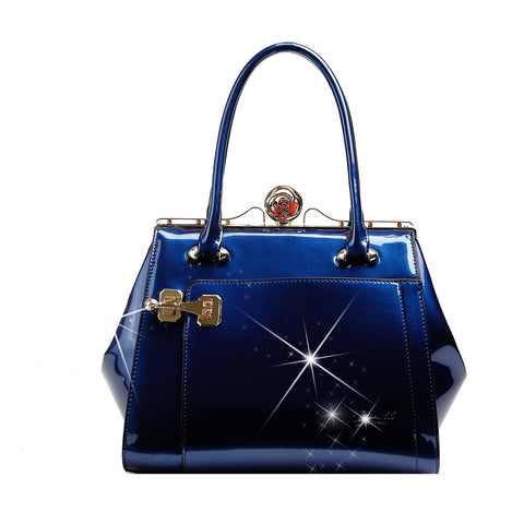 Brangio Authentic Name Brand Italian Design "Euro Moda" Jewelled Accent Deluxe Top Handle Handbag