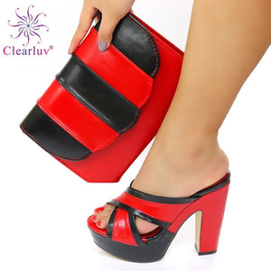 New Arrival Ladies Shoes Summer Slippers Good Quality Italian Shoes With Matching Bag for Evening Party Ladies Sexy High Heels